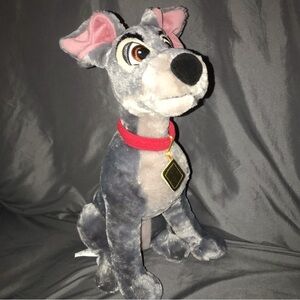 Disney Store Tramp Gray Dog Plush Stuffed Animal Authentic Lady & The Tramp 16"